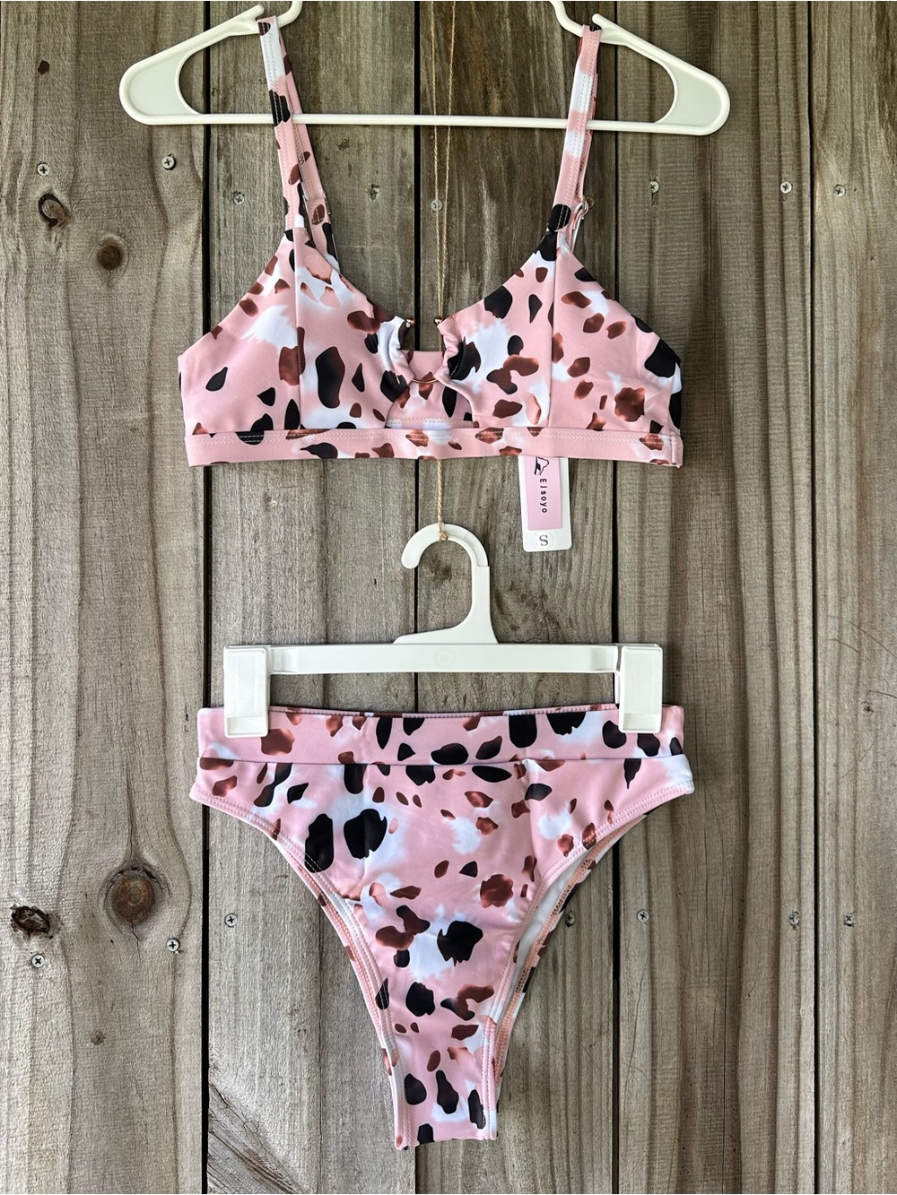 Pink Animal Print Bikini Women's Size Small Two-Piece Swim Coquette Sexy Summer